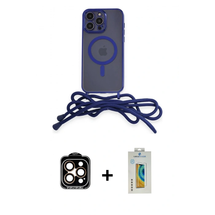 MARSİLYAN™- iPhone 14 Pro Max Kılıf Eksen Özel Seri - Siyah Polymer Nano Ekran Koruyucu + Turuncu PVD Metal Kamera Lens