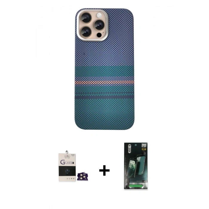 MARSİLYAN™- iPhone 14 Pro Max Kılıf Eksen Prime - Şeffaf 360 Full Body Arka Koruyucu + Bilvis Titan Kamera Lens - GD