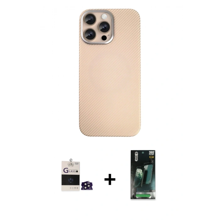 MARSİLYAN™- iPhone 14 Pro Max Kılıf Eksen Prime - Şeffaf 360 Full Body Arka Koruyucu + Derin Mor Bilvis Titan Kamera Lens