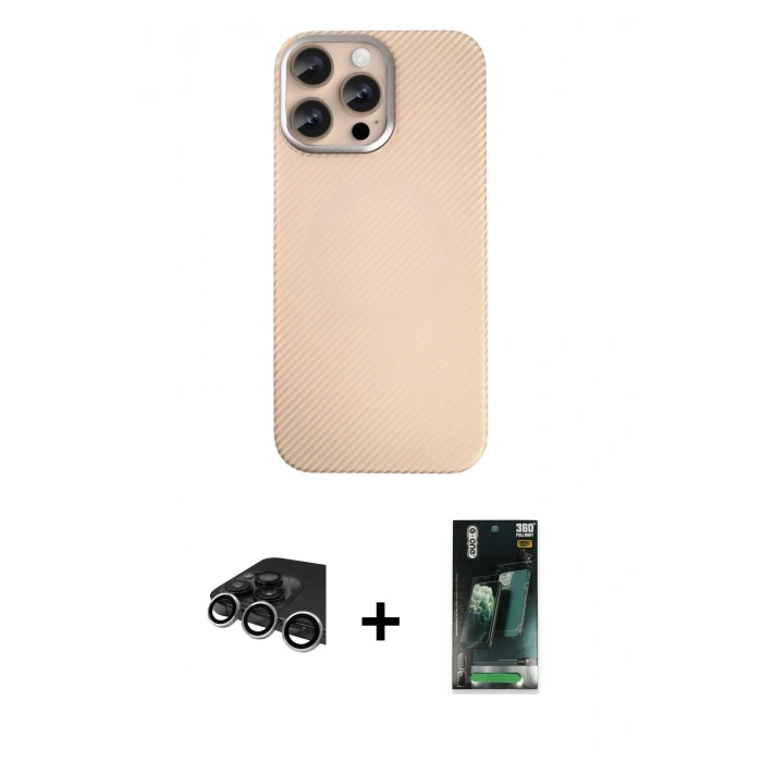 MARSİLYAN™- iPhone 14 Pro Max Kılıf Eksen Prime - Şeffaf 360 Full Body Arka Koruyucu + Raze Metal Kamera Lens - GS