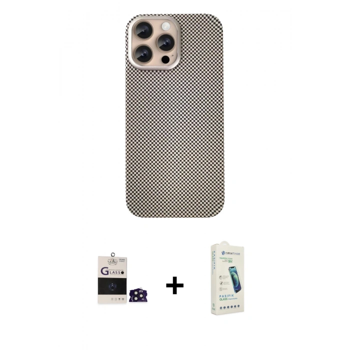 MARSİLYAN™- iPhone 14 Pro Max Kılıf Eksen Prime - Şeffaf Pasifik Cam Ekran Koruyucu + Bilvis Titan Kamera Lens - DNMR