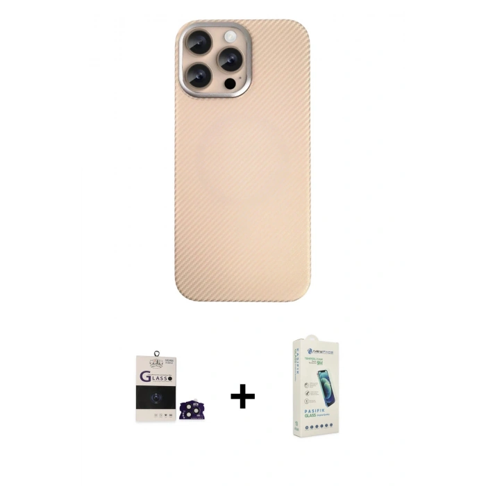 MARSİLYAN™- iPhone 14 Pro Max Kılıf Eksen Prime - Şeffaf Pasifik Cam Ekran Koruyucu + Bilvis Titan Kamera Lens - DNMR