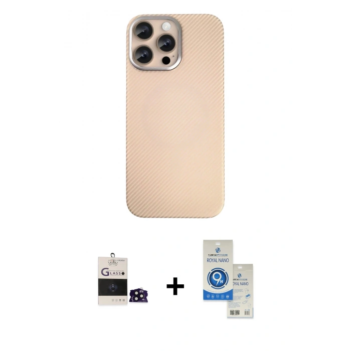 MARSİLYAN™- iPhone 14 Pro Max Kılıf Eksen Prime - Şeffaf Royal Nano Ekran Koruyucu + Bilvis Titan Kamera Lens - SH