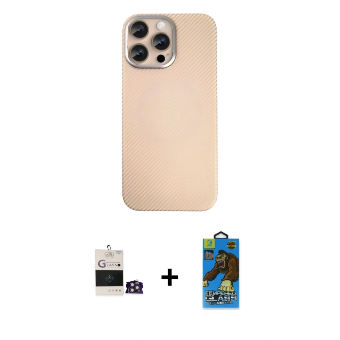 MARSİLYAN™- iPhone 14 Pro Max Kılıf Eksen Prime - Siyah 18D Cam Ekran Koruyucu + Bilvis Titan Kamera Lens - GD