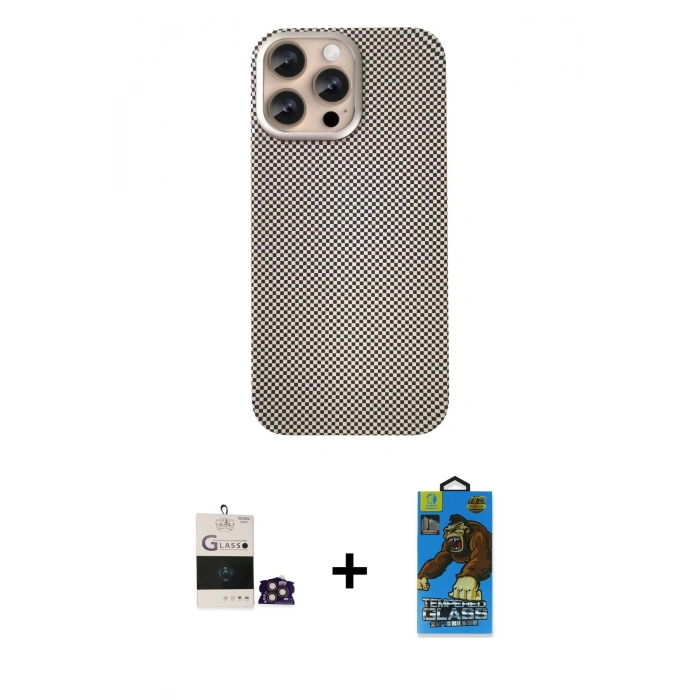 MARSİLYAN™- iPhone 14 Pro Max Kılıf Eksen Prime - Siyah 18D Cam Ekran Koruyucu + Bilvis Titan Kamera Lens - GD