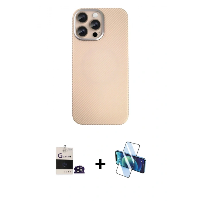 MARSİLYAN™- iPhone 14 Pro Max Kılıf Eksen Prime - Siyah 3D Antistatik Cam Ekran Koruyucu + Bilvis Titan Kamera Lens - DNMR