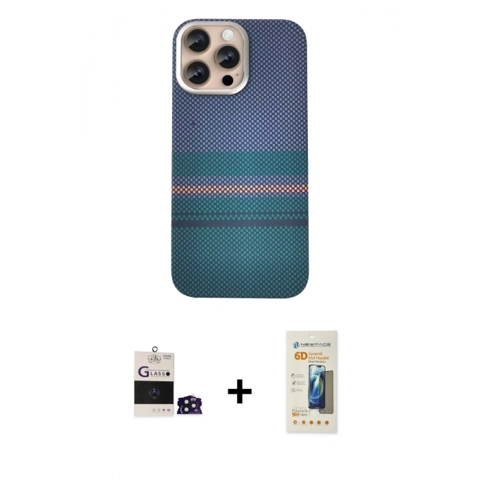MARSİLYAN™- iPhone 14 Pro Max Kılıf Eksen Prime - Siyah 6D Mat Seramik Hayalet Nano Ekran Koruyucu + Bilvis Titan Kamera Lens - DNMR