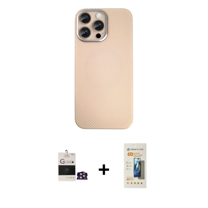 MARSİLYAN™- iPhone 14 Pro Max Kılıf Eksen Prime - Siyah 6D Mat Seramik Hayalet Nano Ekran Koruyucu + Bilvis Titan Kamera Lens - GD