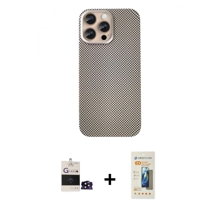 MARSİLYAN™- iPhone 14 Pro Max Kılıf Eksen Prime - Siyah 6D Mat Seramik Hayalet Nano Ekran Koruyucu + Bilvis Titan Kamera Lens - SH