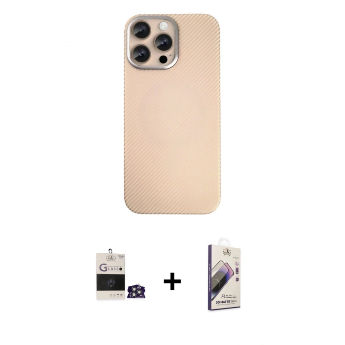MARSİLYAN™- iPhone 14 Pro Max Kılıf Eksen Prime - Siyah Bilvis 3D Mat Cam Ekran Koruyucu + Bilvis Titan Kamera Lens - GS