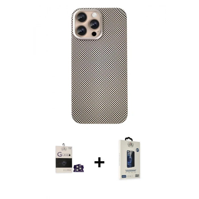 MARSİLYAN™- iPhone 14 Pro Max Kılıf Eksen Prime - Siyah Bilvis Hayalet Cam Ekran Koruyucu + Bilvis Titan Kamera Lens - GS