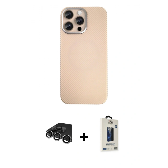 MARSİLYAN™- iPhone 14 Pro Max Kılıf Eksen Prime - Siyah Bilvis Hayalet Cam Ekran Koruyucu + Raze Metal Kamera Lens - GS