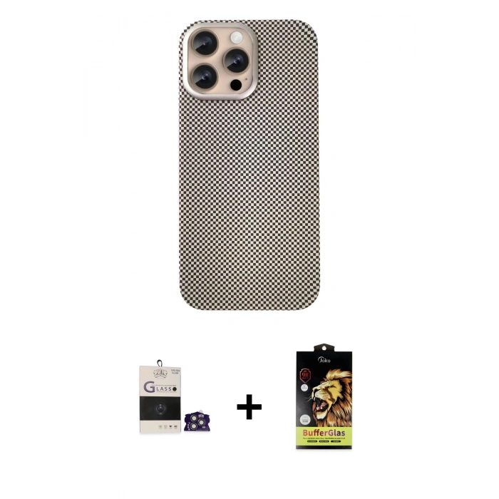 MARSİLYAN™- iPhone 14 Pro Max Kılıf Eksen Prime - Siyah Buffer Cam Ekran Koruyucu + Bilvis Titan Kamera Lens - GS