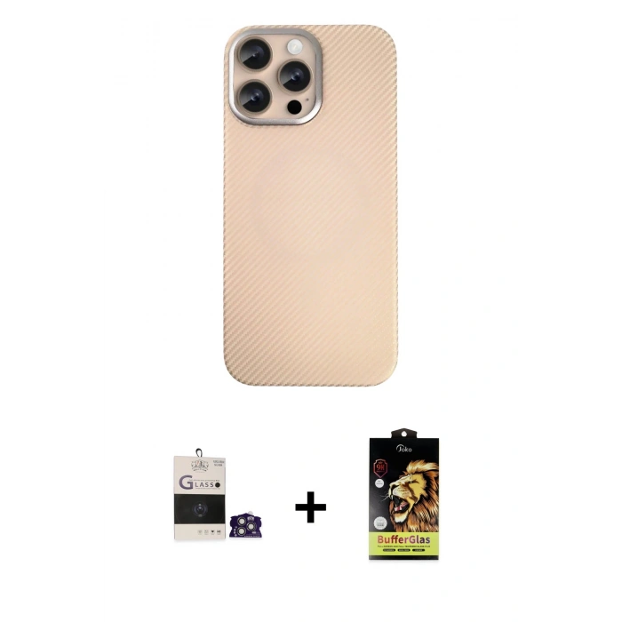 MARSİLYAN™- iPhone 14 Pro Max Kılıf Eksen Prime - Siyah Buffer Cam Ekran Koruyucu + Bilvis Titan Kamera Lens - GS