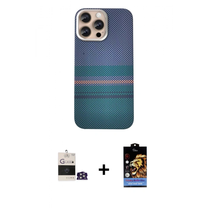 MARSİLYAN™- iPhone 14 Pro Max Kılıf Eksen Prime - Siyah Buffer Hayalet Cam Ekran Koruyucu + Bilvis Titan Kamera Lens - GS