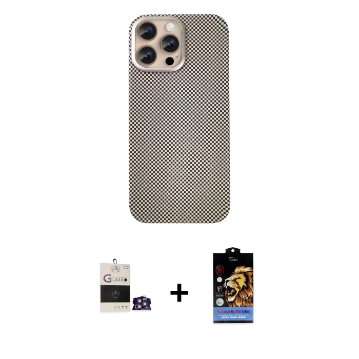 MARSİLYAN™- iPhone 14 Pro Max Kılıf Eksen Prime - Siyah Buffer Hayalet Cam Ekran Koruyucu + Bilvis Titan Kamera Lens - GS