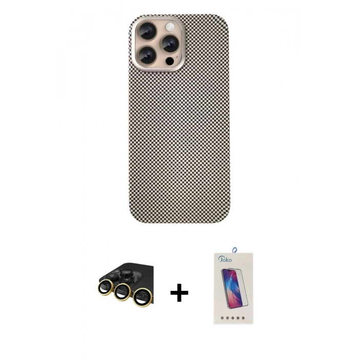 MARSİLYAN™- iPhone 14 Pro Max Kılıf Eksen Prime - Siyah Joko 5D Cam + Raze Metal Kamera Lens - GD
