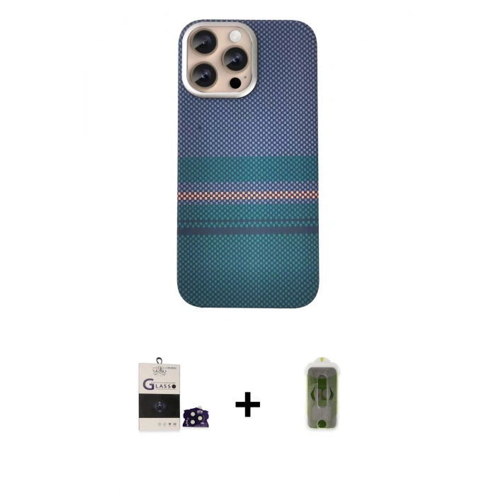 MARSİLYAN™- iPhone 14 Pro Max Kılıf Eksen Prime - Siyah Joko Magic 5D Hayalet Cam + Bilvis Titan Kamera Lens - SH
