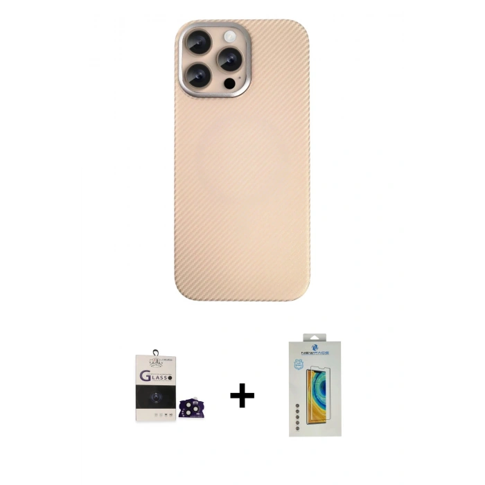 MARSİLYAN™- iPhone 14 Pro Max Kılıf Eksen Prime - Siyah Polymer Nano Ekran Koruyucu + Bilvis Titan Kamera Lens - SH