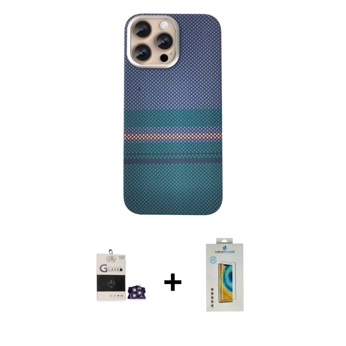 MARSİLYAN™- iPhone 14 Pro Max Kılıf Eksen Prime - Siyah Polymer Nano Ekran Koruyucu + Bilvis Titan Kamera Lens - GS
