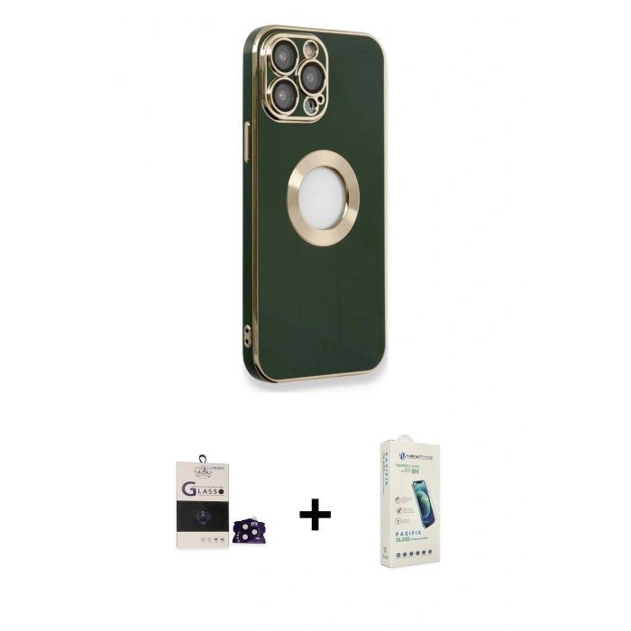 MARSİLYAN™- iPhone 14 Pro Max Kılıf İz Form Serisi - Şeffaf Pasifik Cam Ekran Koruyucu + Bilvis Titan Kamera Lens - SH