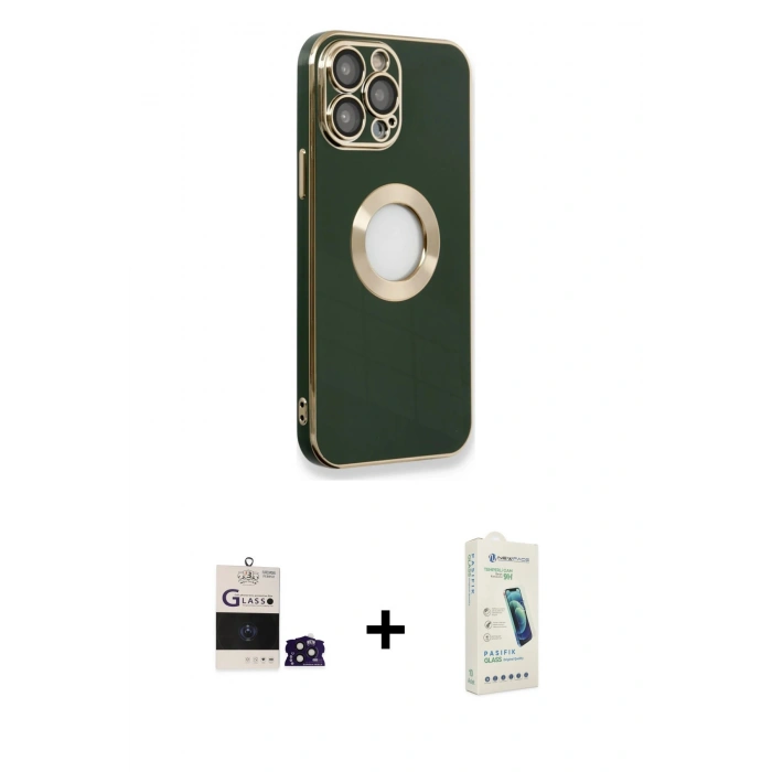 MARSİLYAN™- iPhone 14 Pro Max Kılıf İz Form Serisi - Şeffaf Pasifik Cam Ekran Koruyucu + Derin Mor Bilvis Titan Kamera Lens