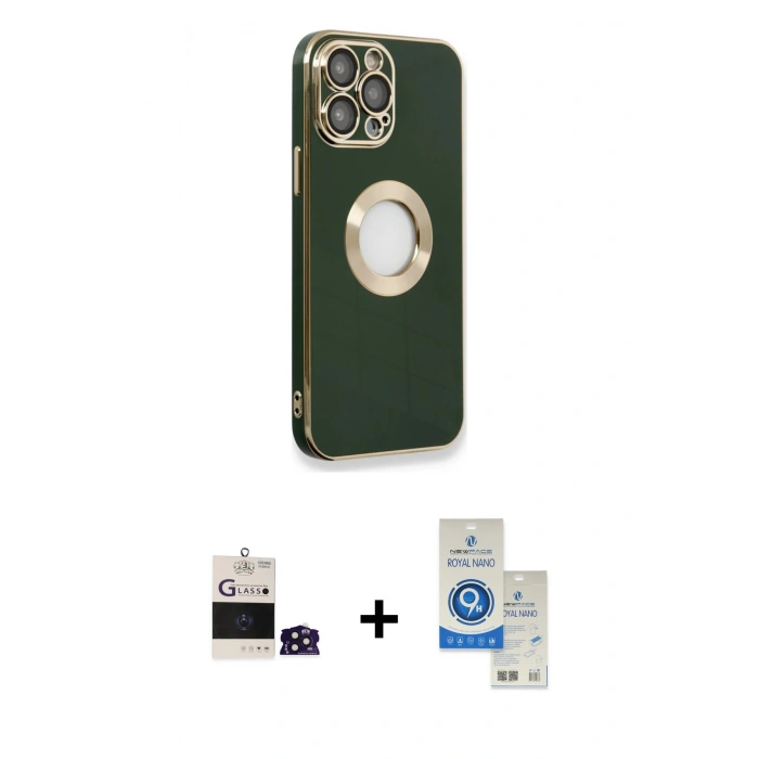 MARSİLYAN™- iPhone 14 Pro Max Kılıf İz Form Serisi - Şeffaf Royal Nano Ekran Koruyucu + Derin Mor Bilvis Titan Kamera Lens