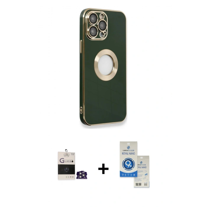 MARSİLYAN™- iPhone 14 Pro Max Kılıf İz Form Serisi - Şeffaf Royal Nano Ekran Koruyucu + Bilvis Titan Kamera Lens - GS