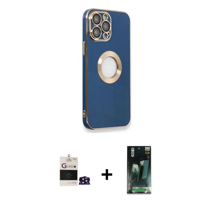 MARSİLYAN™- iPhone 14 Pro Max Kılıf İz Form Serisi - Siyah 360 Mat Full Body Arka Koruyucu + Bilvis Titan Kamera Lens - DNMR
