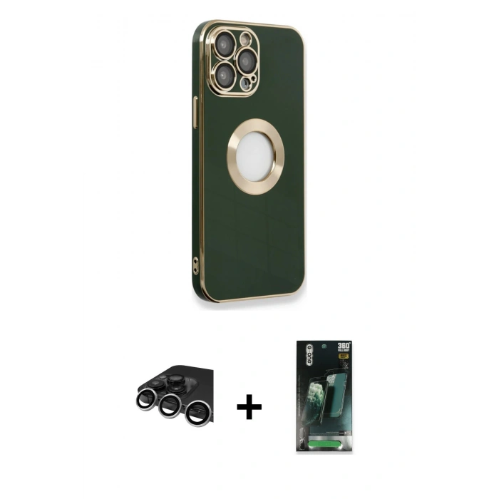 MARSİLYAN™- iPhone 14 Pro Max Kılıf İz Form Serisi - Siyah 360 Mat Full Body Arka Koruyucu + Raze Metal Kamera Lens - GS