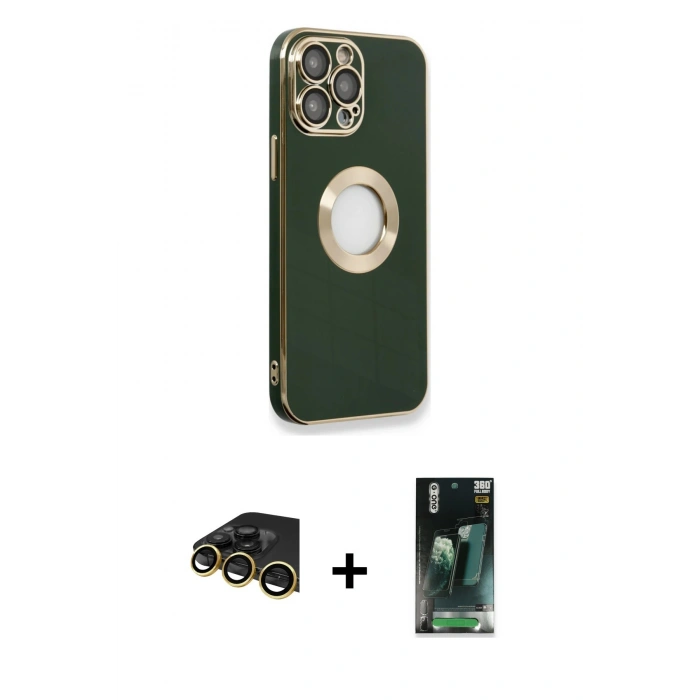 MARSİLYAN™- iPhone 14 Pro Max Kılıf İz Form Serisi - Siyah 360 Mat Full Body Arka Koruyucu + Raze Metal Kamera Lens - GD