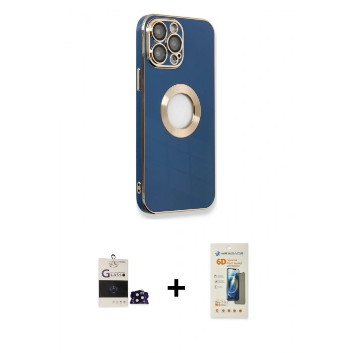 MARSİLYAN™- iPhone 14 Pro Max Kılıf İz Form Serisi - Siyah 6D Mat Seramik Hayalet Nano Ekran Koruyucu + Bilvis Titan Kamera Lens - SH