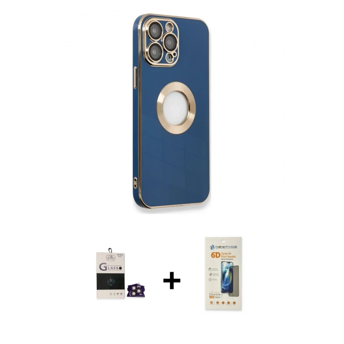 MARSİLYAN™- iPhone 14 Pro Max Kılıf İz Form Serisi - Siyah 6D Mat Seramik Hayalet Nano Ekran Koruyucu + Bilvis Titan Kamera Lens - GD