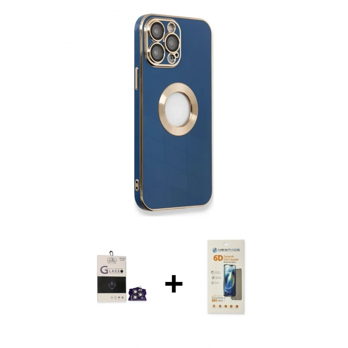 MARSİLYAN™- iPhone 14 Pro Max Kılıf İz Form Serisi - Siyah 6D Mat Seramik Hayalet Nano Ekran Koruyucu + Bilvis Titan Kamera Lens - GS