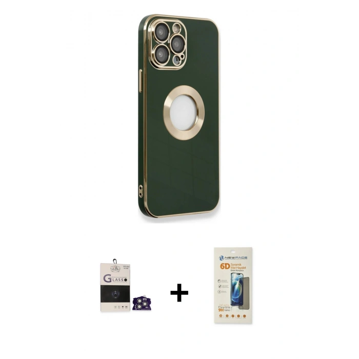 MARSİLYAN™- iPhone 14 Pro Max Kılıf İz Form Serisi - Siyah 6D Mat Seramik Hayalet Nano Ekran Koruyucu + Bilvis Titan Kamera Lens - GS