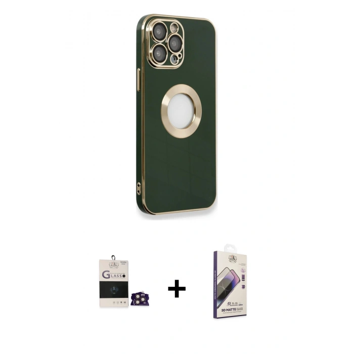 MARSİLYAN™- iPhone 14 Pro Max Kılıf İz Form Serisi - Siyah Bilvis 3D Mat Cam Ekran Koruyucu + Bilvis Titan Kamera Lens - GD