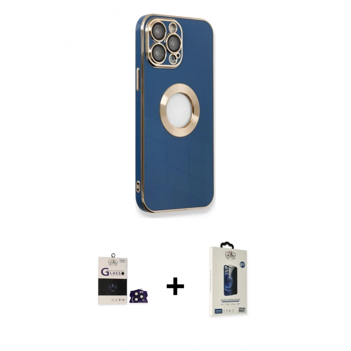 MARSİLYAN™- iPhone 14 Pro Max Kılıf İz Form Serisi - Siyah Bilvis Hayalet Cam Ekran Koruyucu + Derin Mor Bilvis Titan Kamera Lens