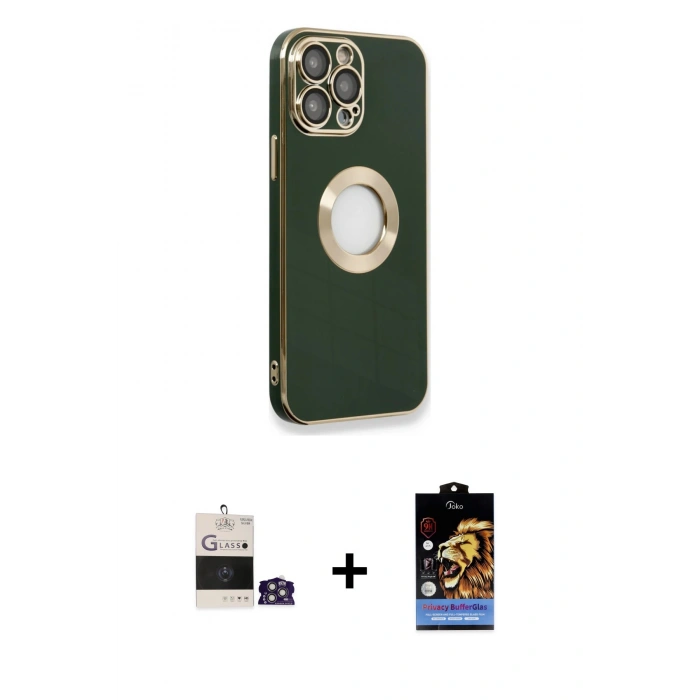MARSİLYAN™- iPhone 14 Pro Max Kılıf İz Form Serisi - Siyah Buffer Hayalet Cam Ekran Koruyucu + Bilvis Titan Kamera Lens - GS