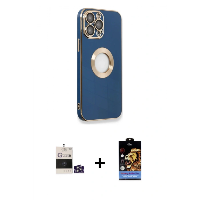 MARSİLYAN™- iPhone 14 Pro Max Kılıf İz Form Serisi - Siyah Buffer Hayalet Cam Ekran Koruyucu + Bilvis Titan Kamera Lens - GS