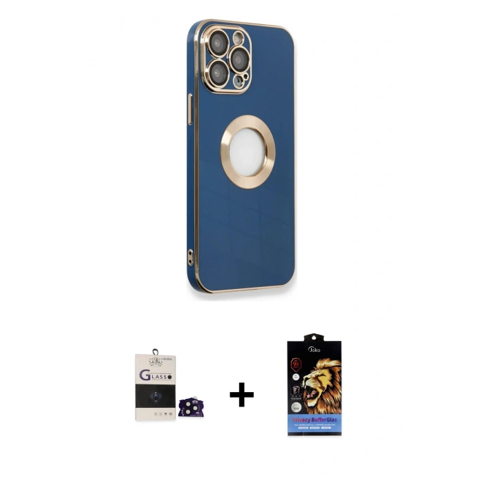 MARSİLYAN™- iPhone 14 Pro Max Kılıf İz Form Serisi - Siyah Buffer Hayalet Cam Ekran Koruyucu + Bilvis Titan Kamera Lens - SH