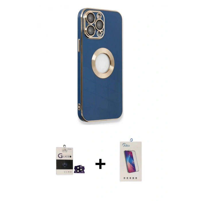 MARSİLYAN™- iPhone 14 Pro Max Kılıf İz Form Serisi - Siyah Joko 5D Cam + Bilvis Titan Kamera Lens - SH