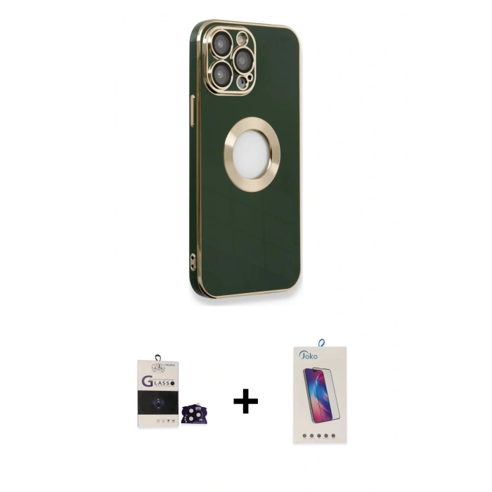 MARSİLYAN™- iPhone 14 Pro Max Kılıf İz Form Serisi - Siyah Joko 5D Cam + Bilvis Titan Kamera Lens - SH