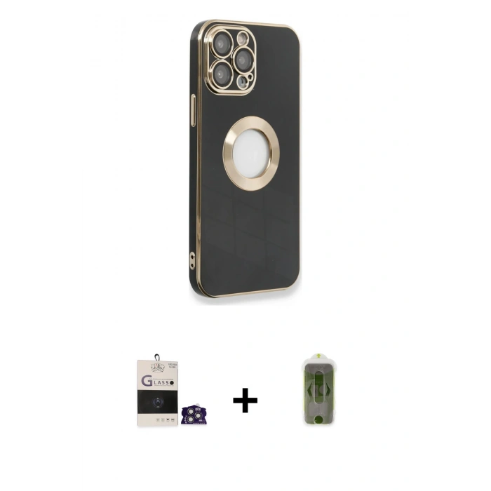 MARSİLYAN™- iPhone 14 Pro Max Kılıf İz Form Serisi - Siyah Joko Magic 5D Hayalet Cam + Bilvis Titan Kamera Lens - GS