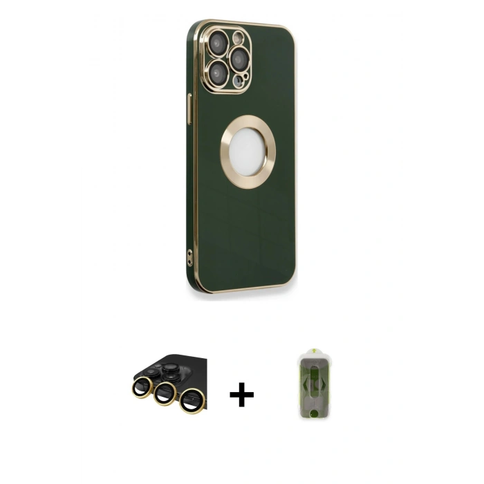 MARSİLYAN™- iPhone 14 Pro Max Kılıf İz Form Serisi - Siyah Joko Magic 5D Hayalet Cam + Raze Metal Kamera Lens - GD