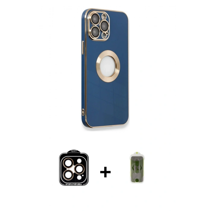 MARSİLYAN™- iPhone 14 Pro Max Kılıf İz Form Serisi - Siyah Joko Magic 5D Hayalet Cam + PVD Metal Kamera Lens - TU