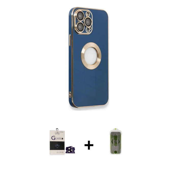 MARSİLYAN™- iPhone 14 Pro Max Kılıf İz Form Serisi - Siyah Joko Magic 5D Hayalet Cam + Siyah Bilvis Titan Kamera Lens