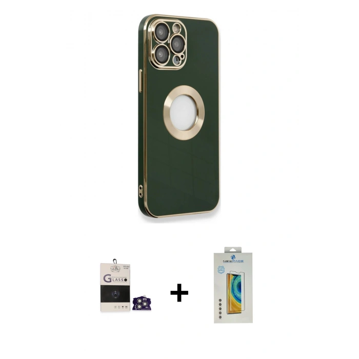 MARSİLYAN™- iPhone 14 Pro Max Kılıf İz Form Serisi - Siyah Polymer Nano Ekran Koruyucu + Bilvis Titan Kamera Lens - GS