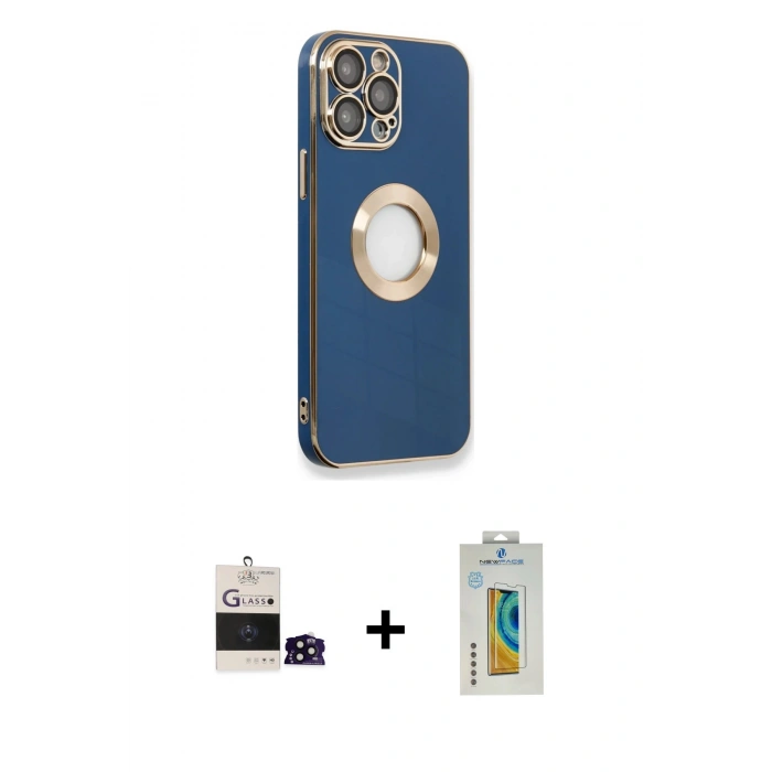 MARSİLYAN™- iPhone 14 Pro Max Kılıf İz Form Serisi - Siyah Polymer Nano Ekran Koruyucu + Bilvis Titan Kamera Lens - SH