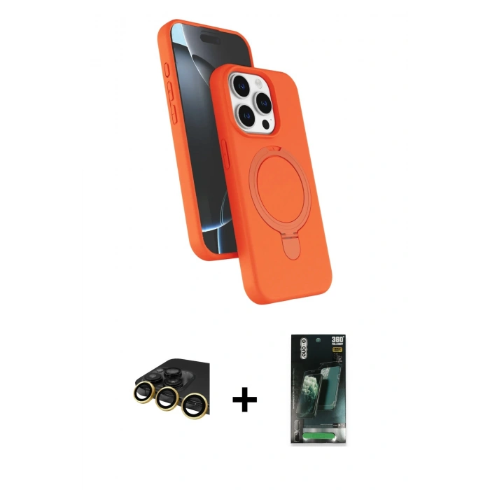 MARSİLYAN™- iPhone 14 Pro Max Kılıf İz Işık Koleksiyonu - Şeffaf 360 Full Body Arka Koruyucu + Raze Metal Kamera Lens - GD