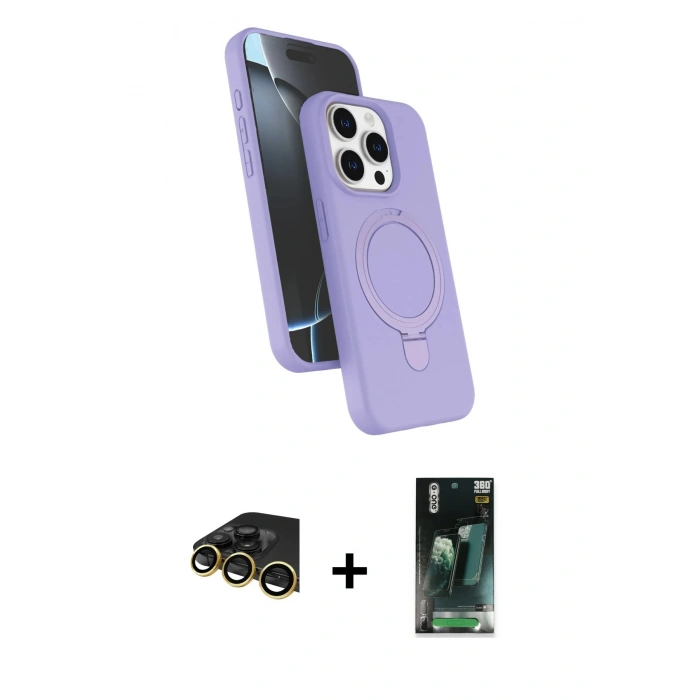 MARSİLYAN™- iPhone 14 Pro Max Kılıf İz Işık Koleksiyonu - Şeffaf 360 Full Body Arka Koruyucu + Raze Metal Kamera Lens - GD